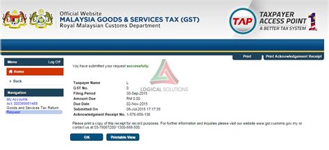 Click on reports, select goods and service tax return. Submit the GST to TAP