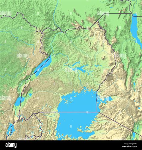 Uganda Shaded Relief Map Stock Photo Alamy