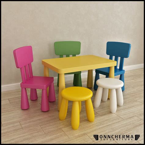 Book characters on mammut chairs. Ikea MAMMUT Furniture Set Kids 3D Model in Chair 3DExport