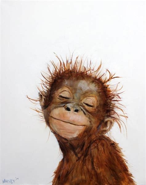 Little Orangutan 2 Print On Canvas Etsy Animal Paintings Monkey