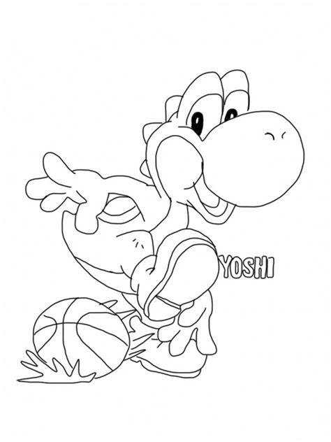 Yoshi and baby daisy coloring page | wecoloringpage.com. Coloriage Yoshi et ballon de basket dessin gratuit à imprimer