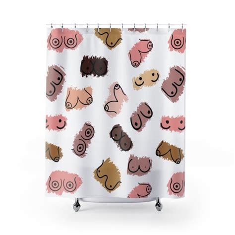 boobs shower curtain intersectional boob shower curtain breast etsy