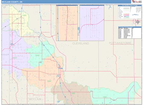 Mcclain County Ok Wall Map Color Cast Style By Marketmaps