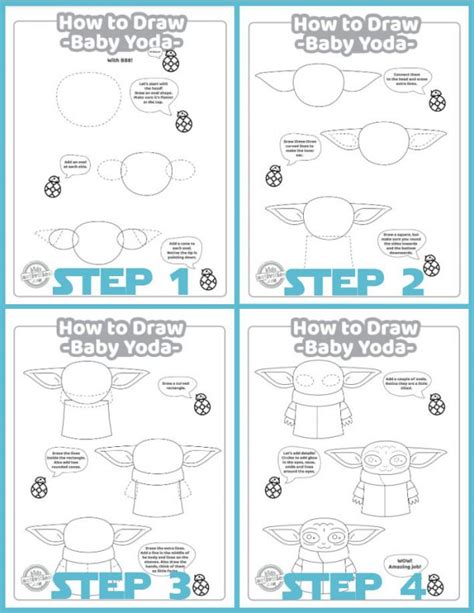 Easy And Fun Step By Step How To Draw Baby Yoda Tutorial Kids