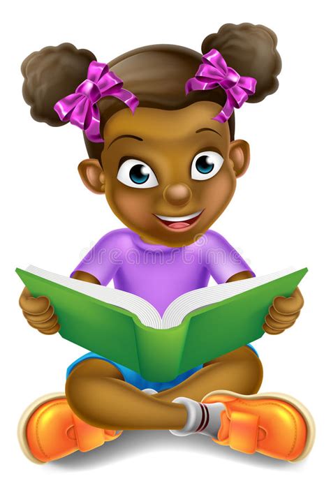 Cartoon Girl Reading Book Stock Vector Illustration Of