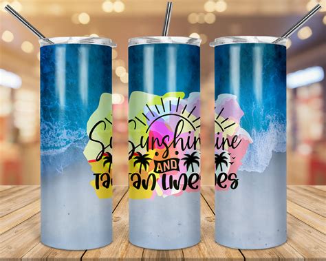 20 Oz Skinny Tumbler Sublimation Design Summer Beach Ocean Sea Etsy