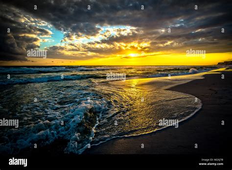 Destin Beach At Sunset Stock Photo Alamy