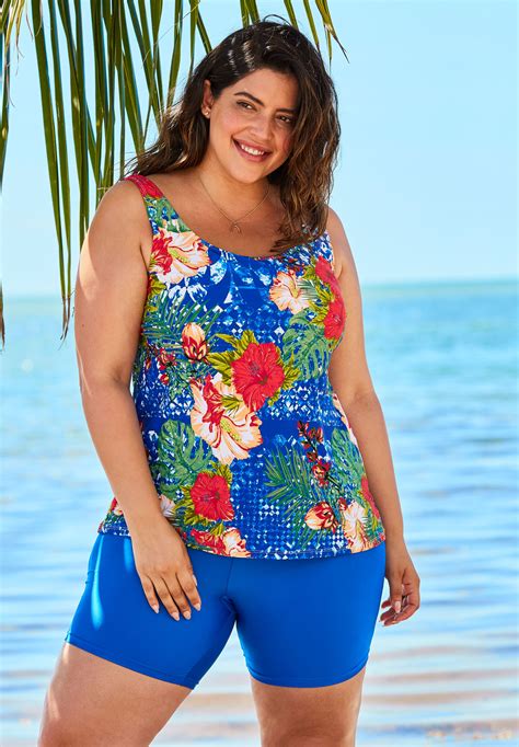 Beach Belle Classic Tankini Top Plus Size Swim Separates Roamans