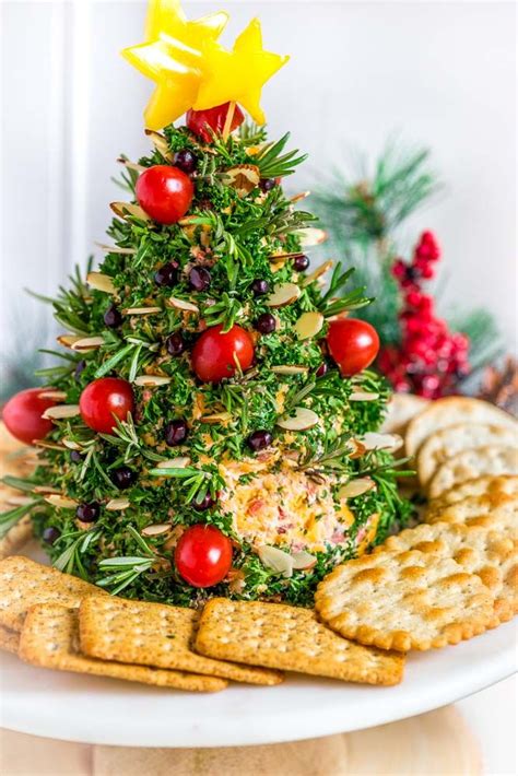 Crackers Around A Christmas Tree Cheese Ball Christmas Appetizers