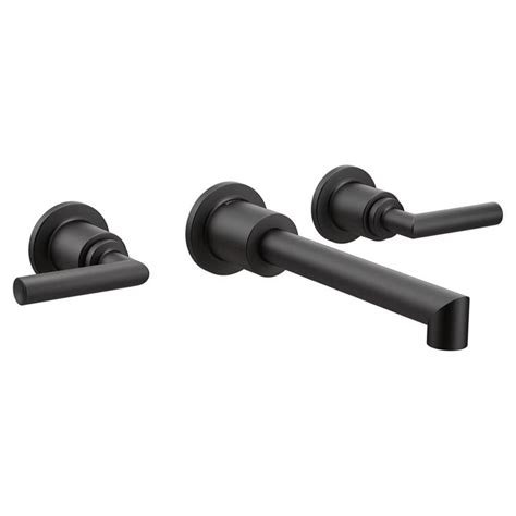 A wall mounted faucet is mounted directly to wall, extending above the sink compared to traditional faucets that are installed on top of the sink or countertop. Moen TS43003BL Arris Two-Handle Wall Mount Lavatory Faucet ...