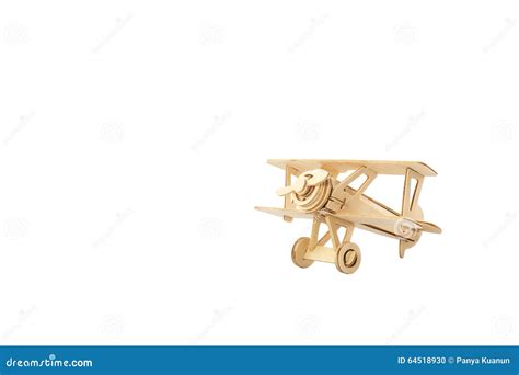 Wood Airplane On Old White Backgroundwith Clipping Path Stock Photo
