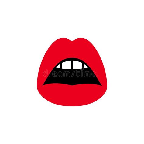 Woman Red Lips Female Open Beauty Mouth Stock Vector Illustration Of