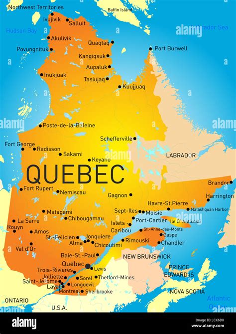 Vector Color Map Of Quebec Province Stock Photo Alamy