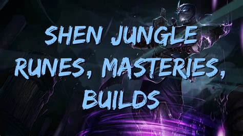 In this how to jungle guide, we will cover the most important aspects of jungling, so that you have a proper foundation of the role that can be adapted to bring victory after victory in season 2020. NEW ITEMS! Shen Jungle Season 7 Guide - Runes, Masteries ...