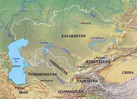 Central Asia Physical Map