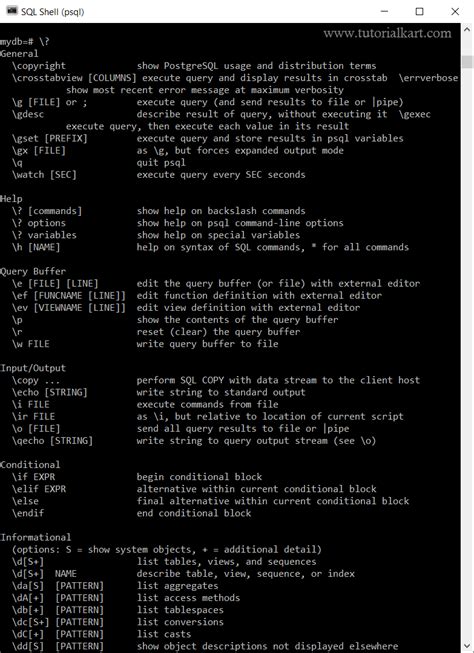 Postgresql Psql Shell Commands