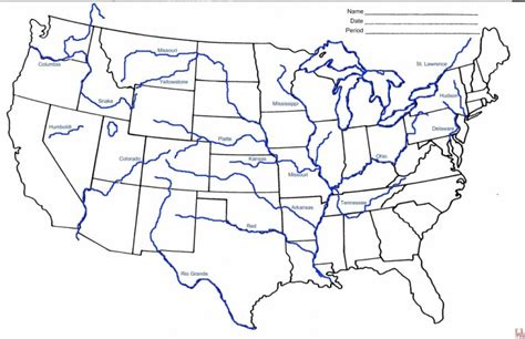 Us Major Rivers Map Printable New Unlabeled Map Us Rivers Us Rivers