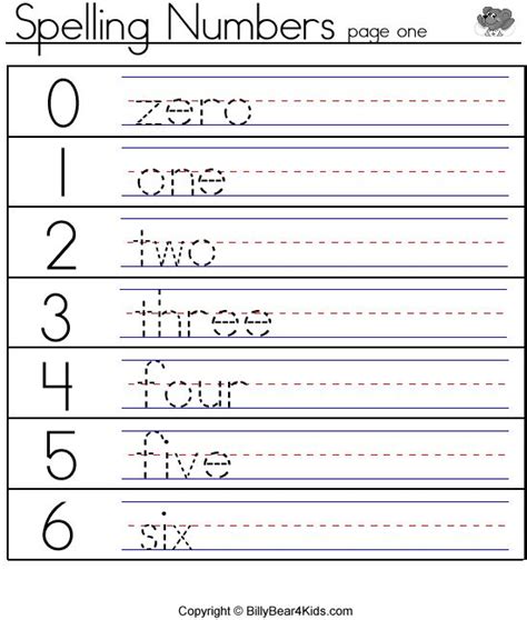 Spelling Numbers Worksheets 1 10