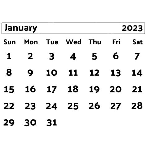 New Year January 2023 Calendar Calendar 2023 2023 January Png And