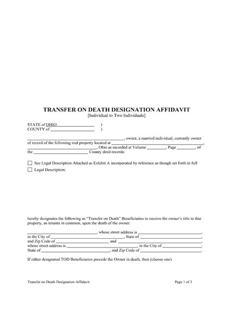 Transfer On Death Deed Ohio 2020 Fill And Sign Printable