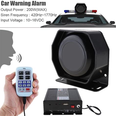 12v 200w 18 Tone Car Warning Alarm Police Siren Horn Pa Speaker With