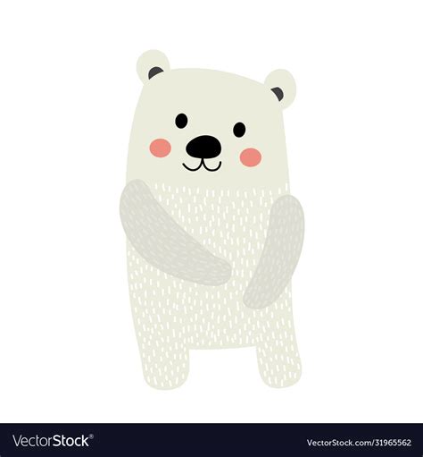 Standing Polar Bear Animal Cartoon Character Vector Image