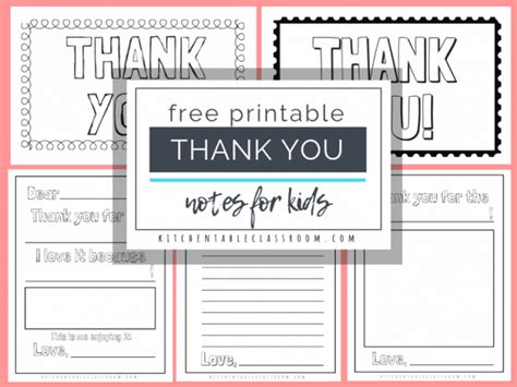 Sample Printable Thank You Cards For Kids The Kitchen Table Classroom