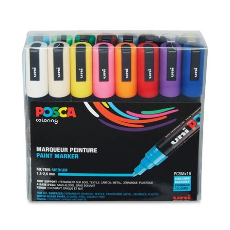 Paint Marker Basic Colors Set Of 16 Medium Tip Posca