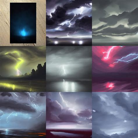 Thunderstorm Dark Night Sky Digital Painting Stable Diffusion Openart