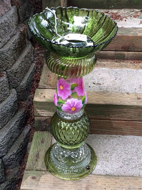 Repurposed Glass Bird Bath By Tamis 2go Sold This Is A Combo From