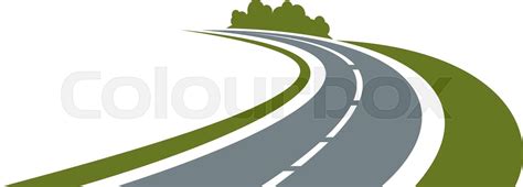 Winding Road With Green Roadside Stock Vector Colourbox