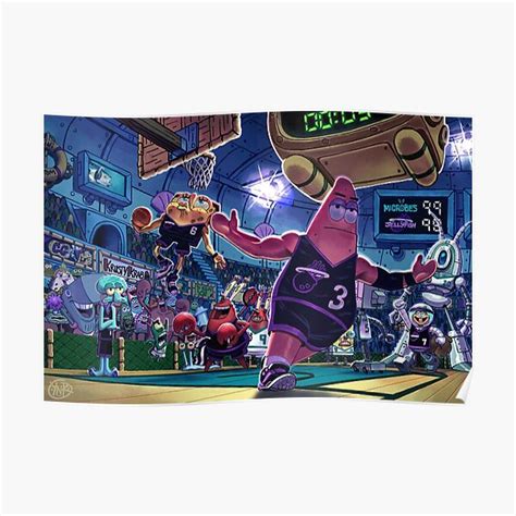 Spongebob Basketball Poster For Sale By Drcheesycheese Redbubble