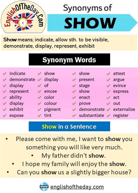 word  show synonyms  show  demonstrate display