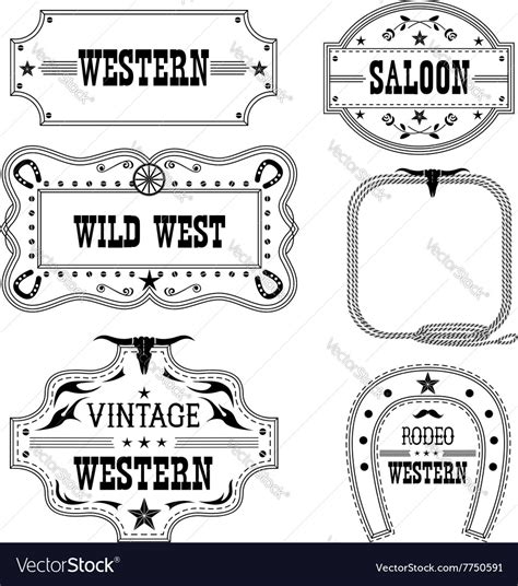 Western Vintage Labels Isolated On White Vector Image