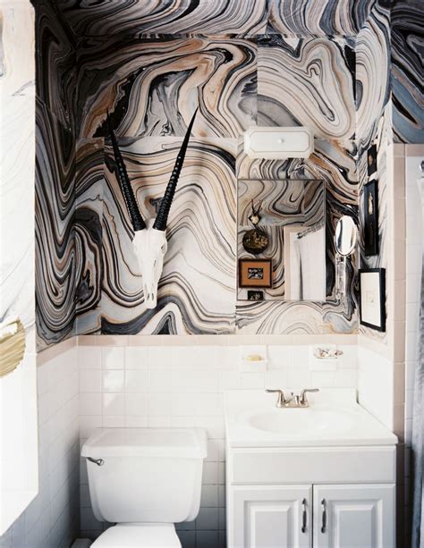 Marbled Paper As Wallpaper Marble Bathroom Designs Bathroom Design