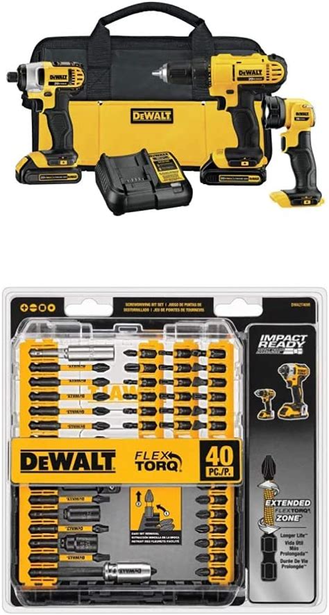Dewalt Dck340c2 20v Max 3 Tool Combo Kit With Dewalt Dwa2t40ir Impact