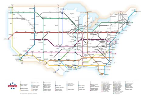 Us Interstate Highways As A Transit Map View The Full Sized Version