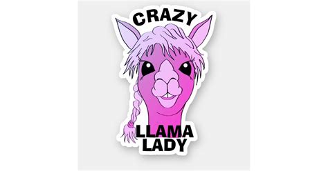 Crazy Llama Lady Pink Custom Vinyl Cut Sticker Zazzle