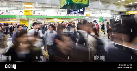 Rush Hour On Tokyo Metro Stock Photo Alamy