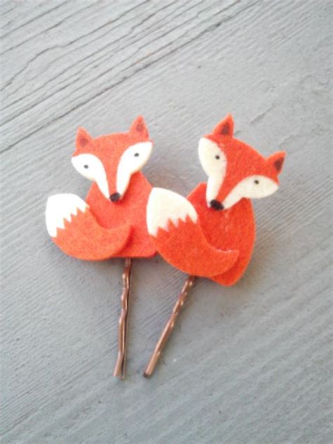 Autumn Fox Hair Pins Set Of 2 Etsy Etsy Hair Pins Felt Fox