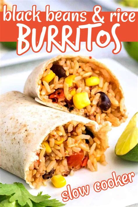 Serve this tasty slow cooker fiesta chicken with spanish or mexican rice and sour cream or guacamole. Slow Cooker Black Bean Burritos Recipe - Vegan in the ...