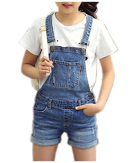 Girls Little Big Kids Distressed Bf Jeans Cotton Denim Bib Overalls