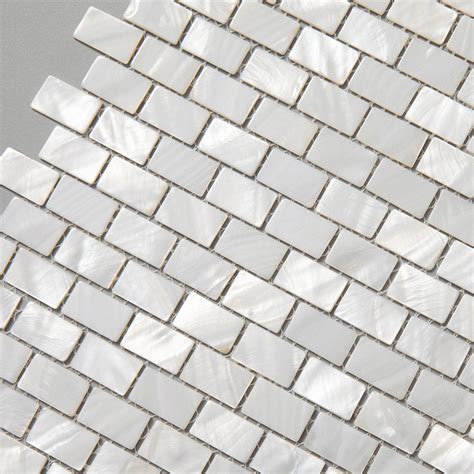 Mother Of Pearl Shell Mosaic Super White Brick Tile Diflart