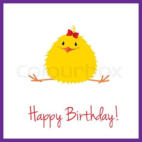 A Cute Birthday Card With Chick Girl Stock Vector Colourbox