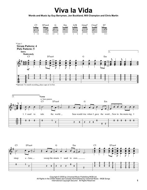 I used to rule the world seas would rise when i gave the word now in the morning i sleep alone sweep the streets i used to own. Viva La Vida by Coldplay - Easy Guitar Tab - Guitar Instructor