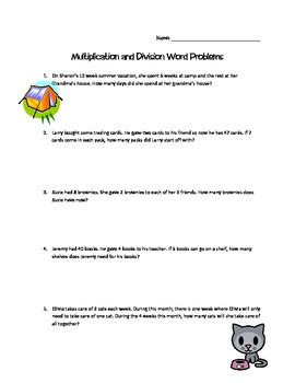 Grade 3 multiplication and division word problems. Multiplication and Division Word Problems - 3rd Grade by ...