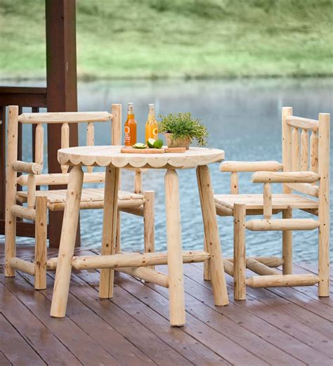 When you're ready to rediscover your exterior spaces, explore our collections from woodard, caluco, driade outdoor. Rustic Log Style Bistro Table and 2 Chairs | PlowHearth