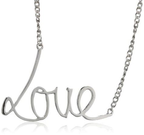 The Word Love In Script On Chain Shiny Silver Necklace 20 Jewelry