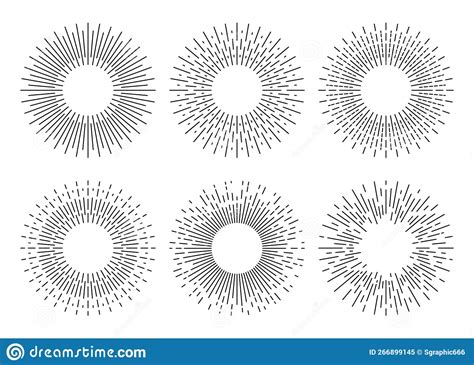 Sunburst Set Sunburst Icon Collection Retro Sunburst Design Stock