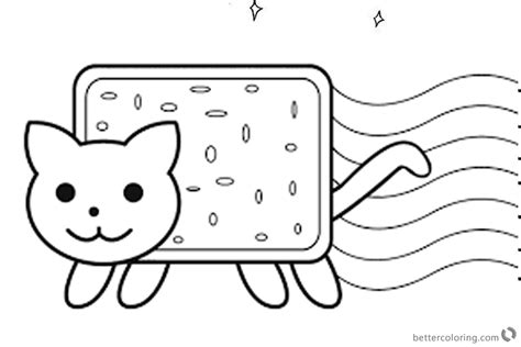 Nyan Cat Coloring Pages Cute Lineart - Free Printable Coloring Pages